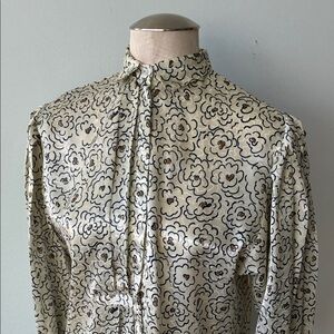 Vintage graphic floral print  blouse